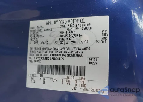 2004 Ford Ranger Xlt из США, поврежденный, VIN 1FTZR15E34PB54139